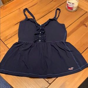 Navy blue ruffled tank